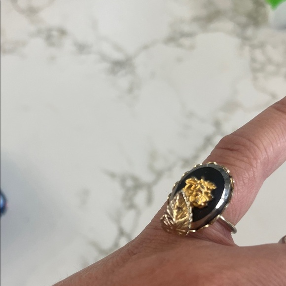 Gold and Black Statement Ring - Picture 1 of 6